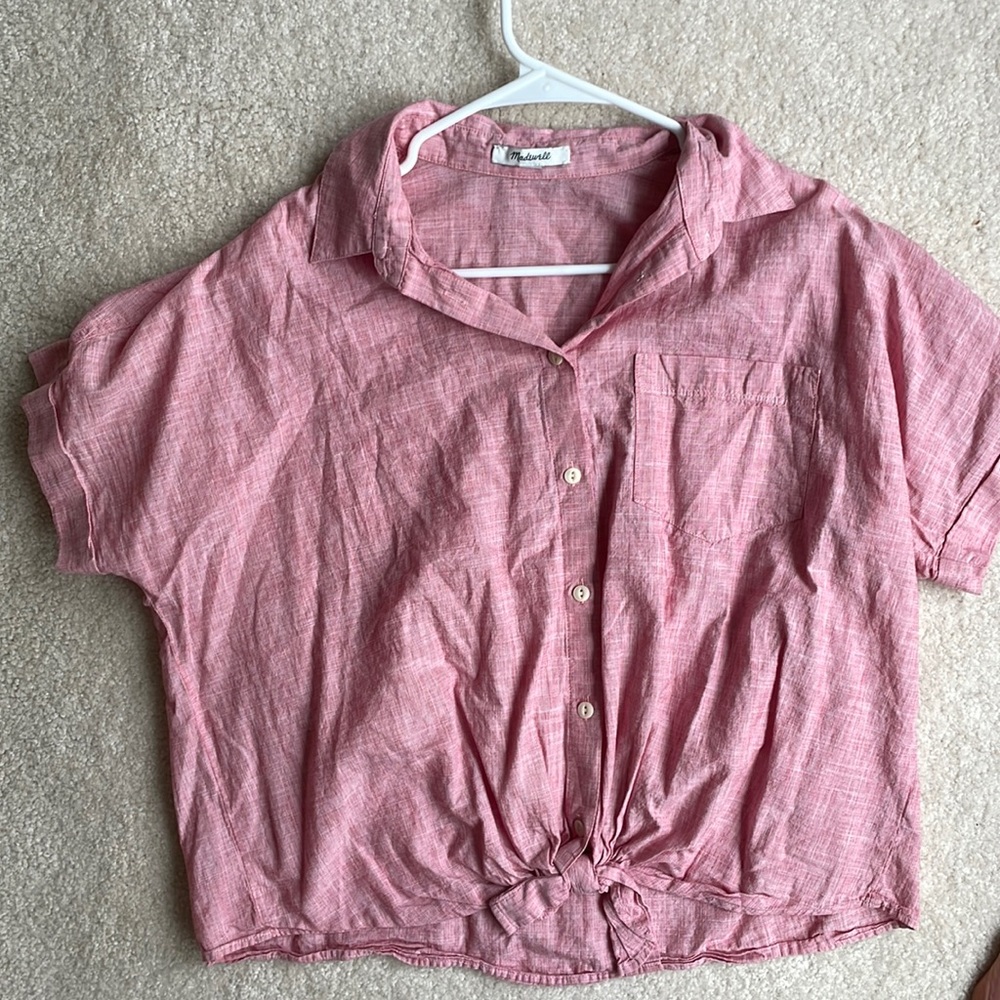 Button down tie front shirt